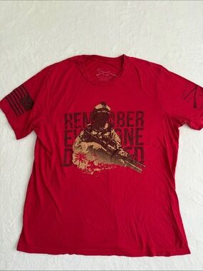 Grunt Style Red Short Sleeve Tee with Tan Soldier Graphic